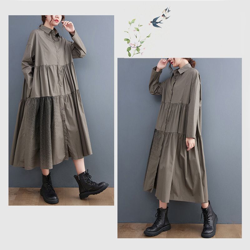 2023新作 レディース ロング ティアードワンピース 長袖 伸縮性 着回し